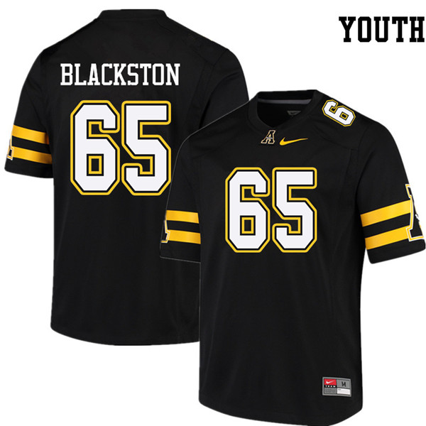 Youth #65 Gage Blackston Appalachian State Mountaineers College Football Jerseys Sale-Black